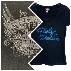 Harley Davidson Black 'Live to Ride' Embellished T